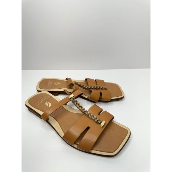 Franco Sarto Sandals Womens Size 5 Tan Effy Open Toe Leather Sandal - Picture 3 of 11